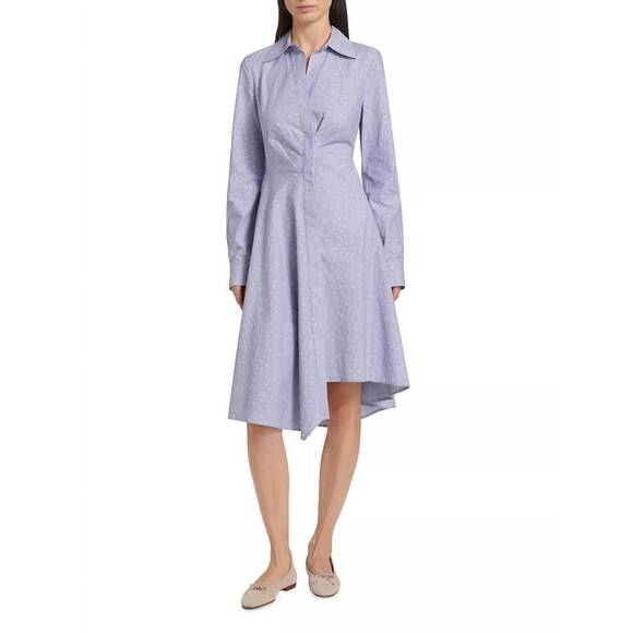 NEW DEREK LAM 10 CROSBY smith long sleeve midi dress in blue/white